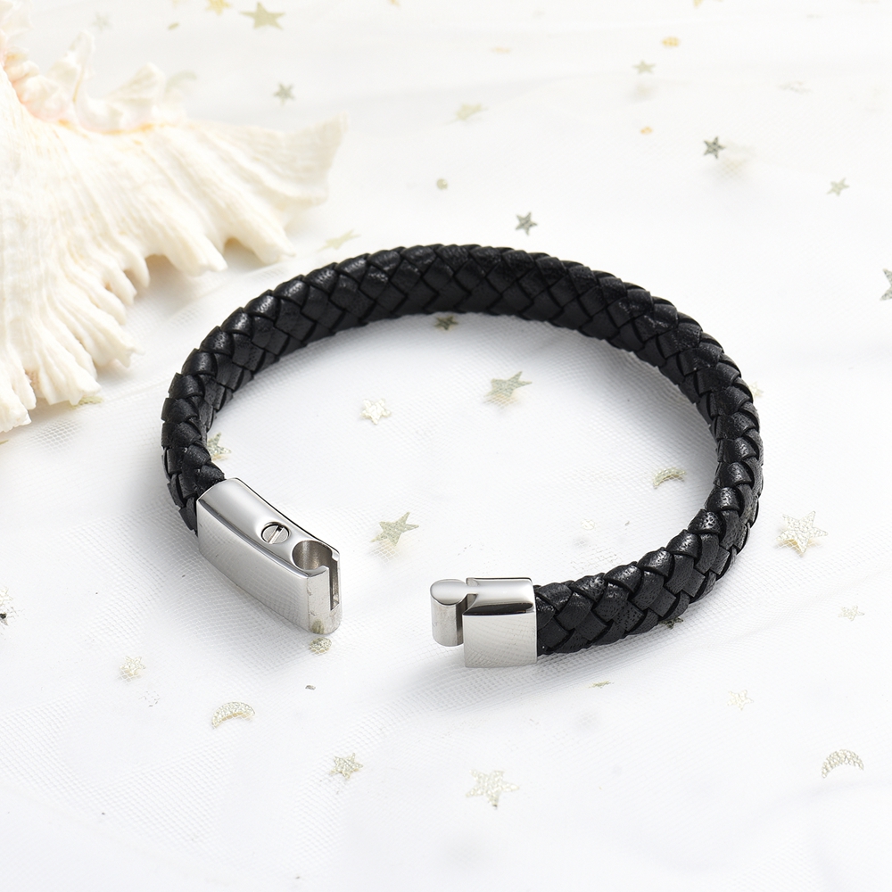 Men Braided Faux Leather Bracelet Ashes Urn Buckle Pet Human Memory Jewellery - Picture 22 of 29