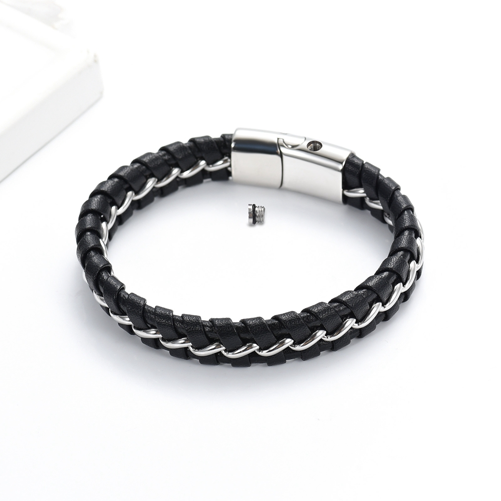Men Braided Faux Leather Bracelet Ashes Urn Buckle Pet Human Memory Jewellery - Picture 23 of 29