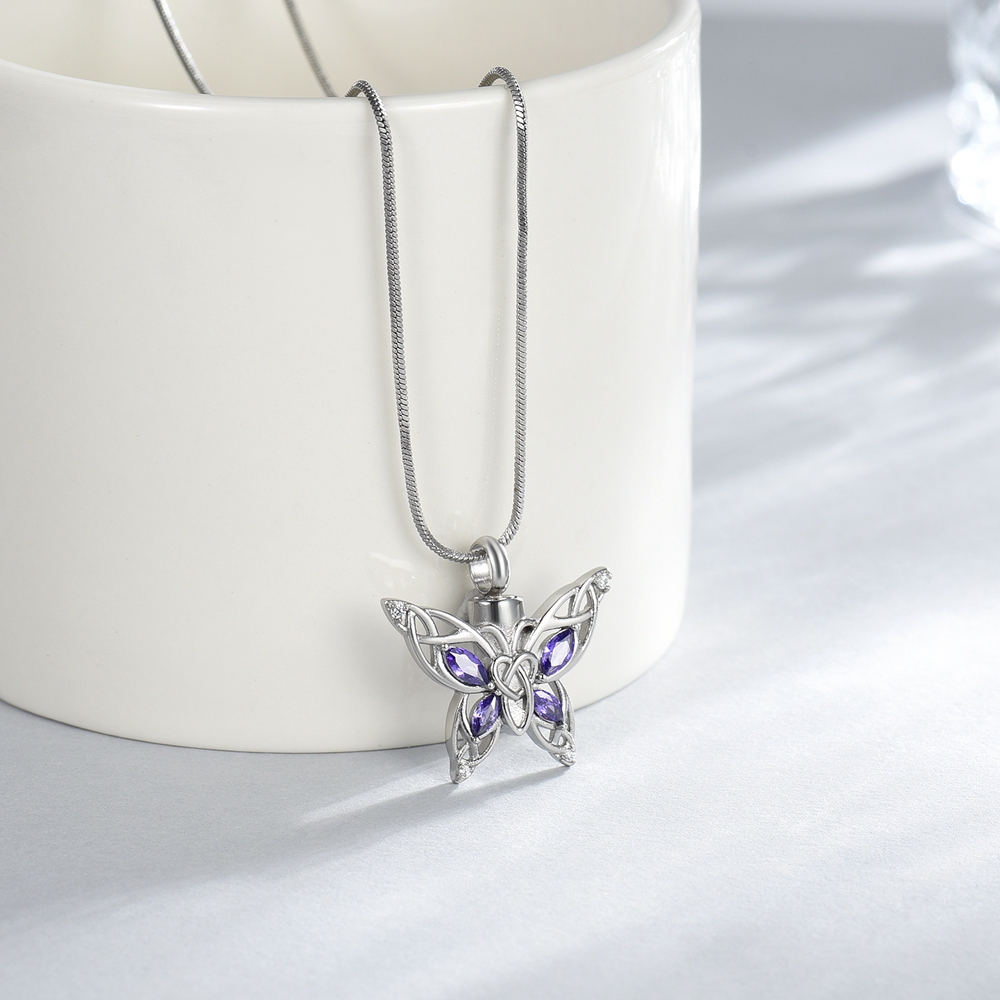 Crystal Butterfly Urn Pendant Necklace for Ashes Holder Memorial Jewelry US Gift - Picture 4 of 31
