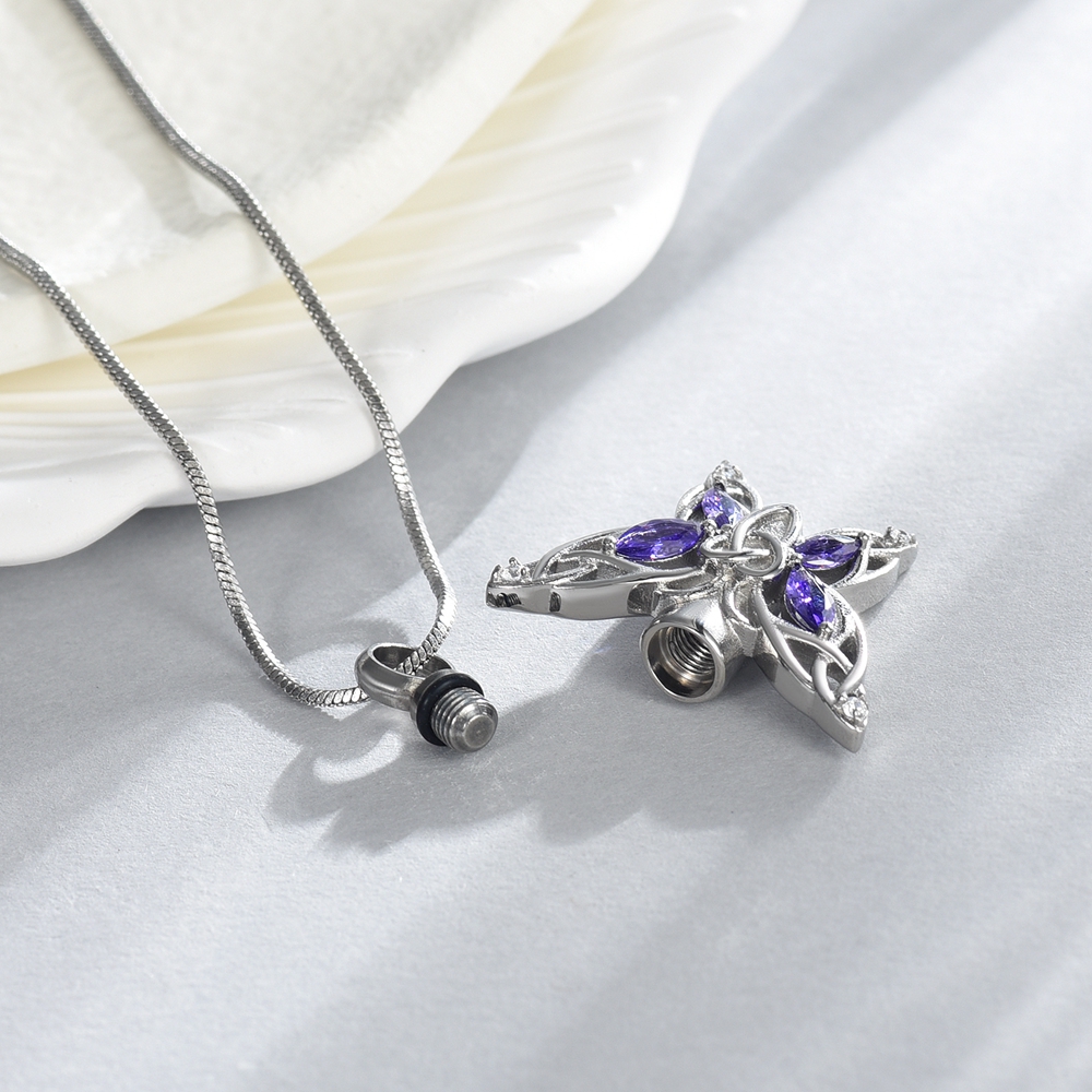 Crystal Butterfly Urn Pendant Necklace for Ashes Holder Memorial Jewelry US Gift - Picture 5 of 31