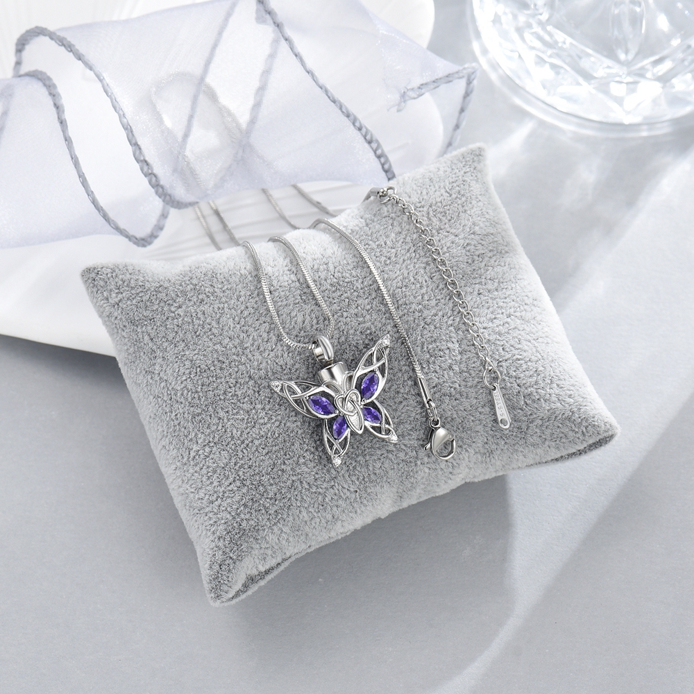 Crystal Butterfly Urn Pendant Necklace for Ashes Holder Memorial Jewelry US Gift - Picture 7 of 31