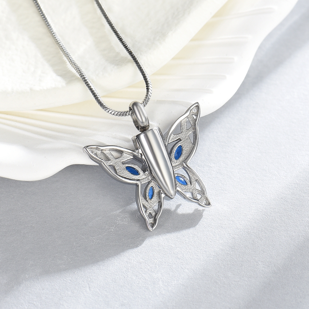 Crystal Butterfly Urn Pendant Necklace for Ashes Holder Memorial Jewelry US Gift - Picture 12 of 31