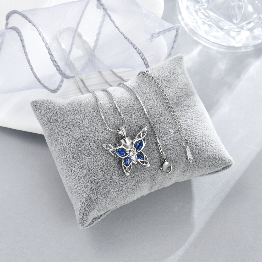 Crystal Butterfly Urn Pendant Necklace for Ashes Holder Memorial Jewelry US Gift - Picture 13 of 31