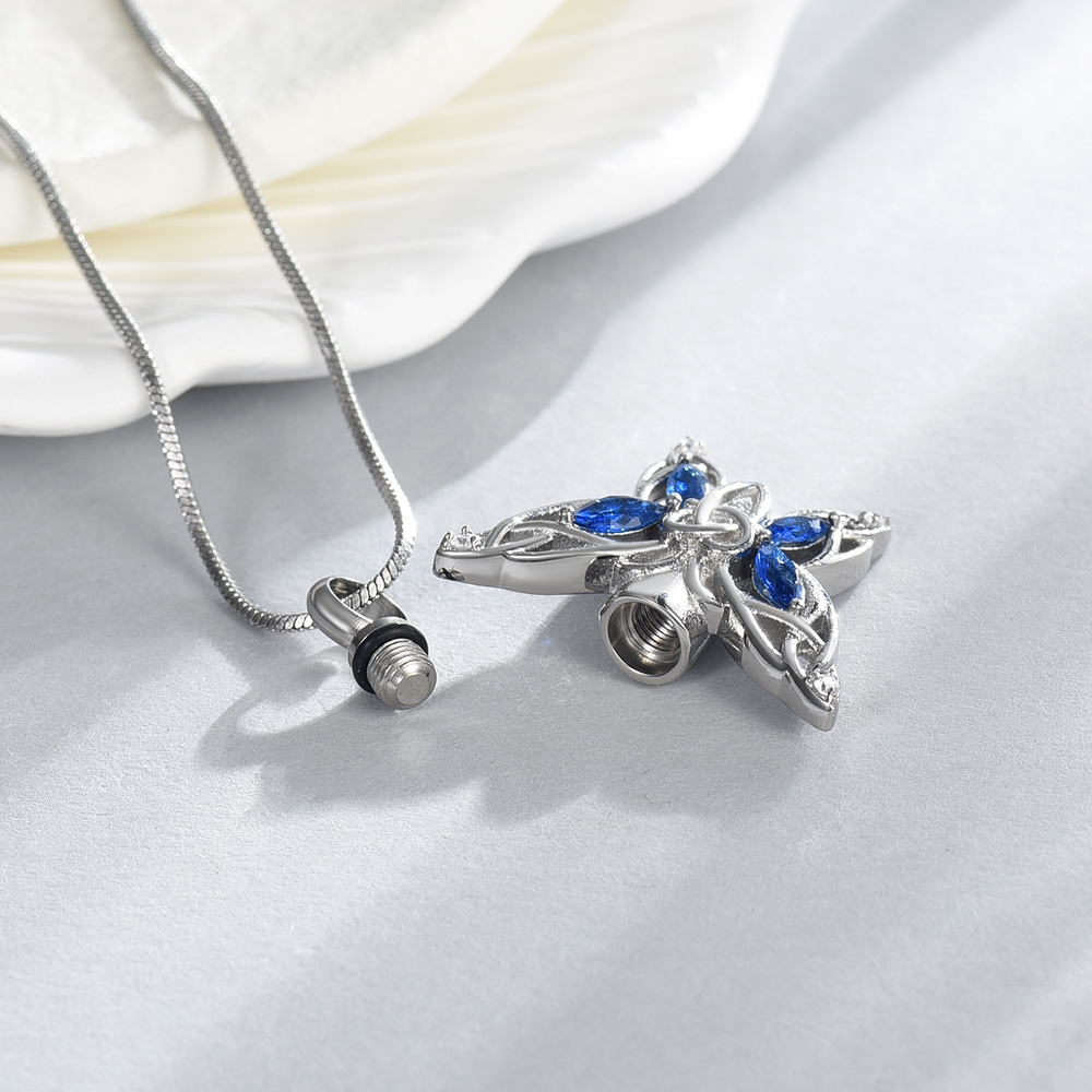 Crystal Butterfly Urn Pendant Necklace for Ashes Holder Memorial Jewelry US Gift - Picture 11 of 31