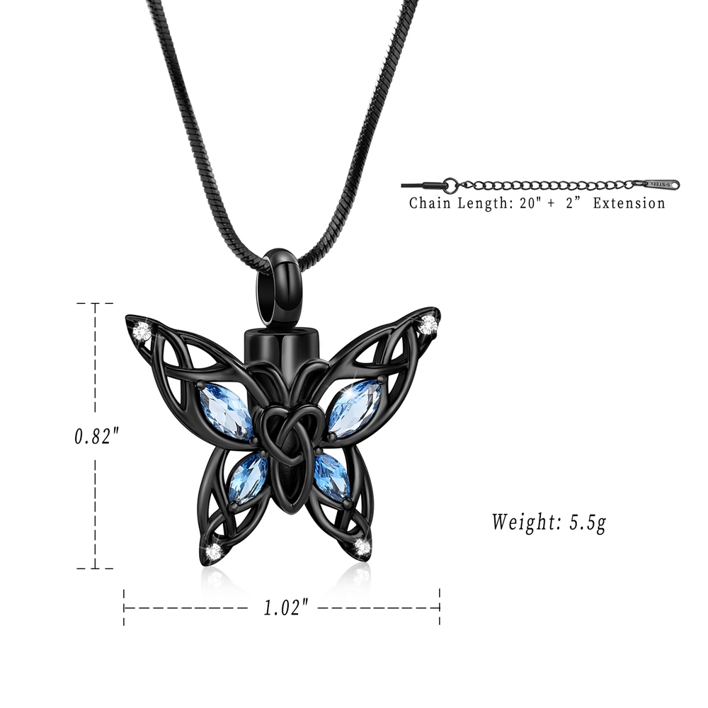 Crystal Butterfly Urn Pendant Necklace for Ashes Holder Memorial Jewelry US Gift - Picture 15 of 31