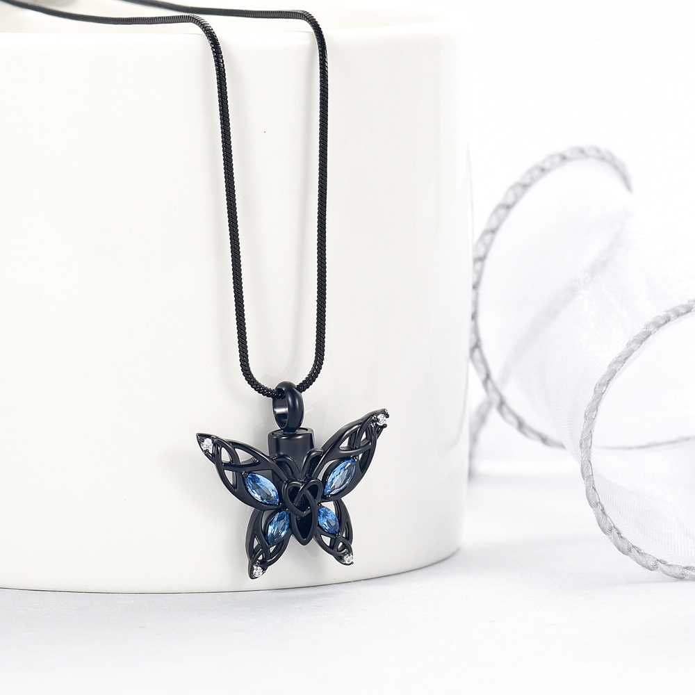 Crystal Butterfly Urn Pendant Necklace for Ashes Holder Memorial Jewelry US Gift - Picture 16 of 31
