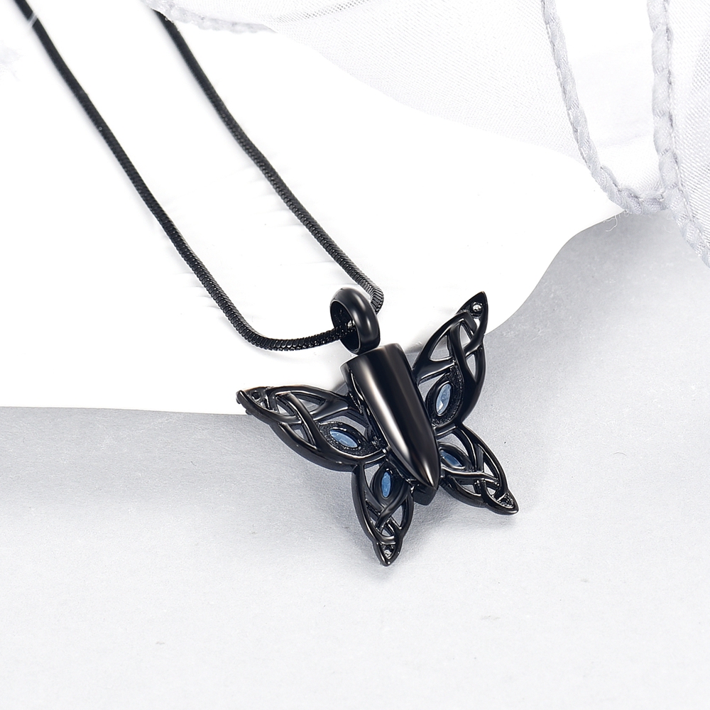 Crystal Butterfly Urn Pendant Necklace for Ashes Holder Memorial Jewelry US Gift - Picture 18 of 31