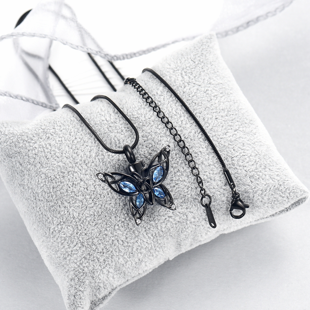 Crystal Butterfly Urn Pendant Necklace for Ashes Holder Memorial Jewelry US Gift - Picture 19 of 31