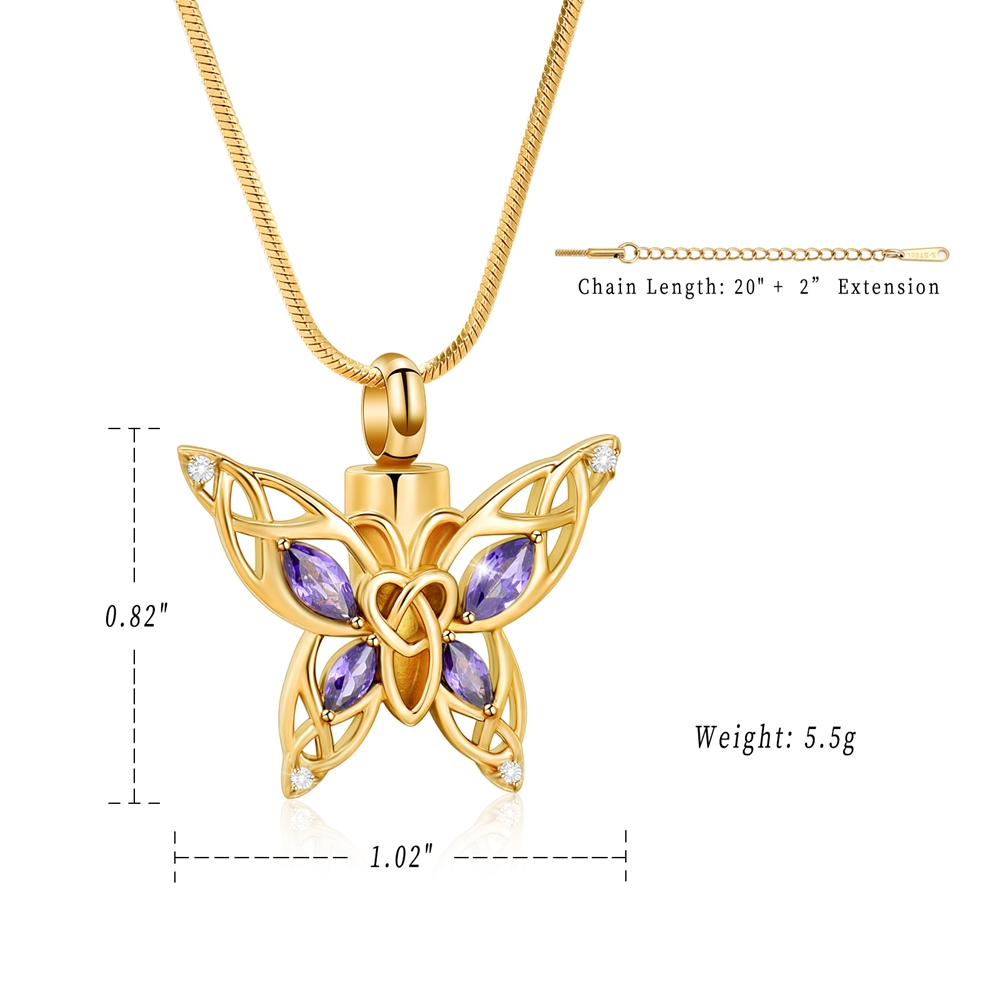 Crystal Butterfly Urn Pendant Necklace for Ashes Holder Memorial Jewelry US Gift - Picture 21 of 31