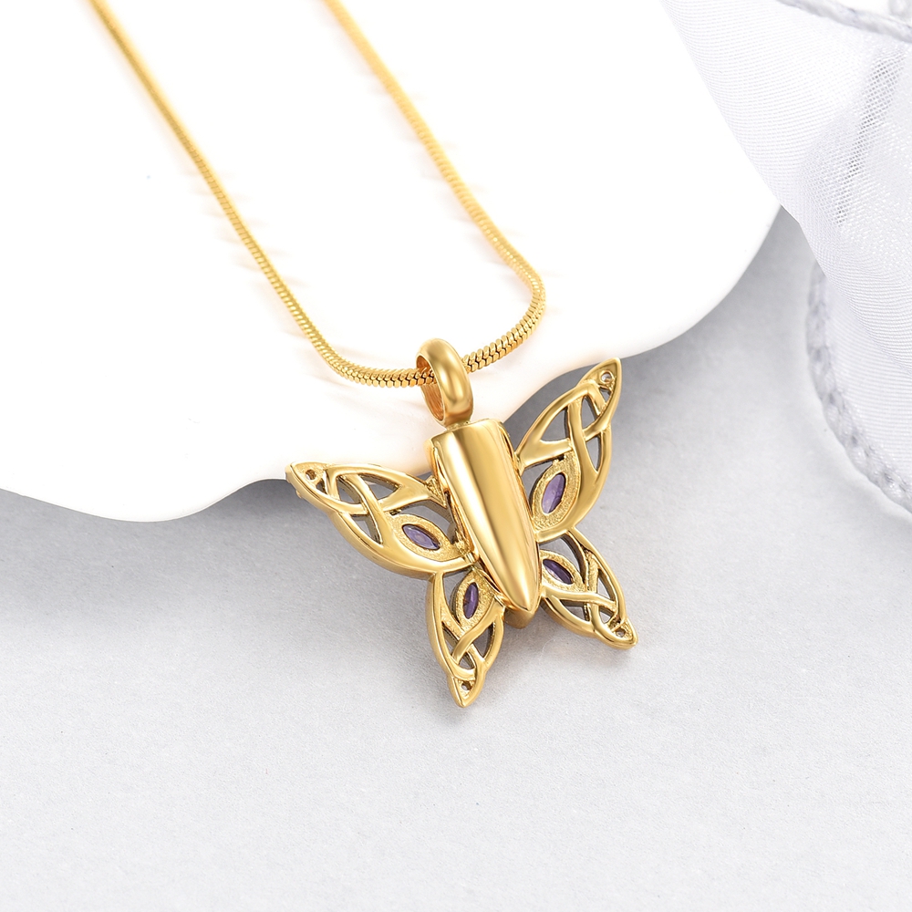 Crystal Butterfly Urn Pendant Necklace for Ashes Holder Memorial Jewelry US Gift - Picture 24 of 31
