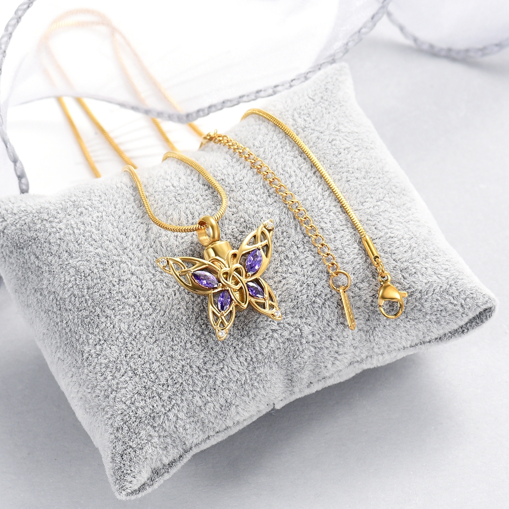 Crystal Butterfly Urn Pendant Necklace for Ashes Holder Memorial Jewelry US Gift - Picture 25 of 31