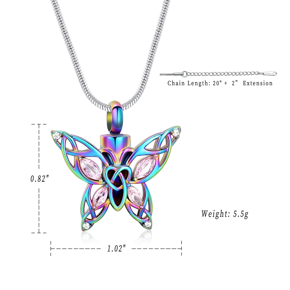 Crystal Butterfly Urn Pendant Necklace for Ashes Holder Memorial Jewelry US Gift - Picture 27 of 31