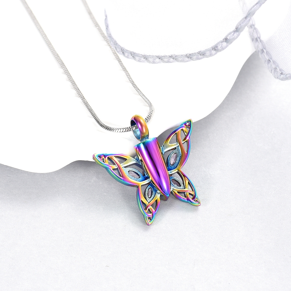 Crystal Butterfly Urn Pendant Necklace for Ashes Holder Memorial Jewelry US Gift - Picture 30 of 31