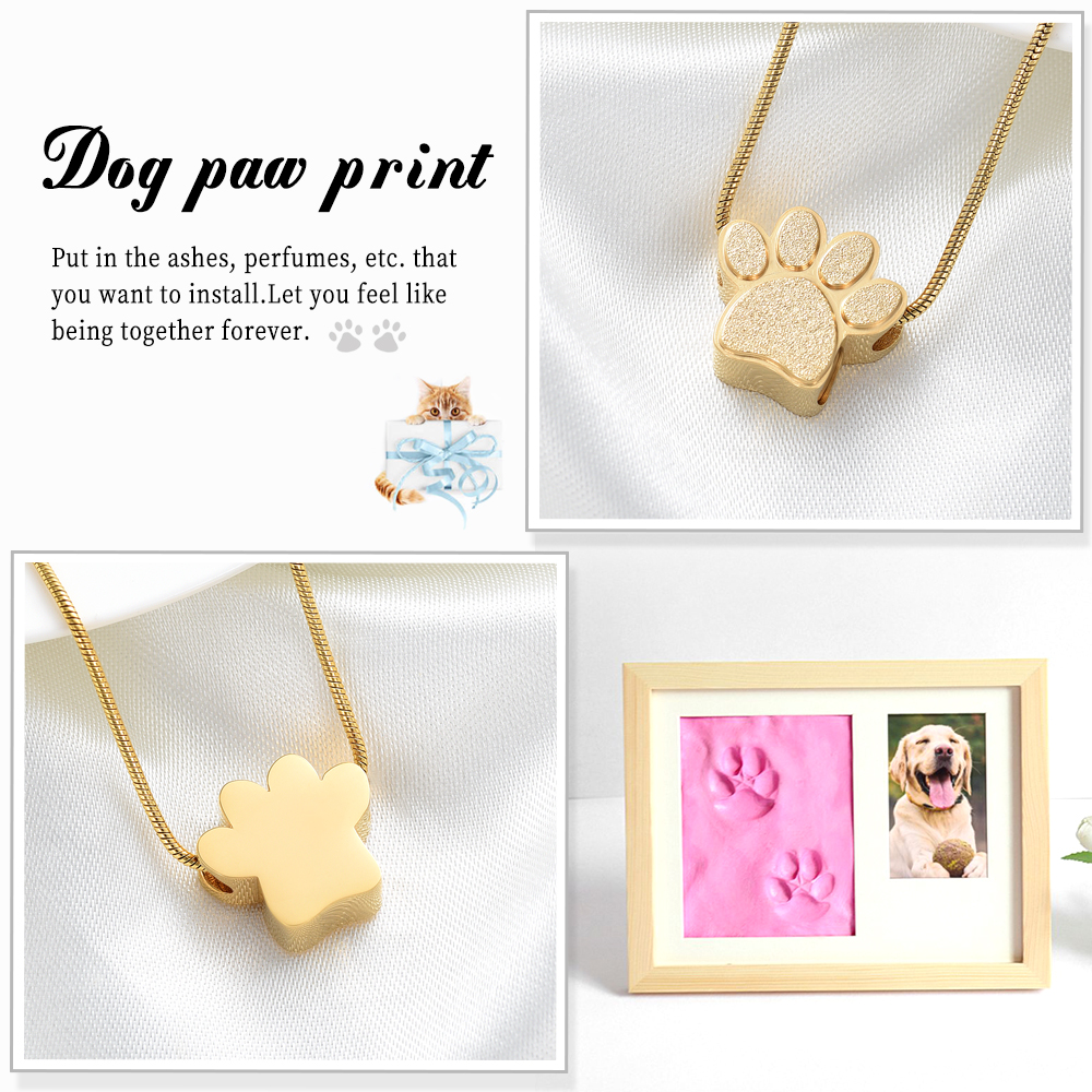 Dog Cat Paw Print Urn Pendants Necklace for Cremation Ashes Pet Memorial Jewelry - Picture 12 of 19