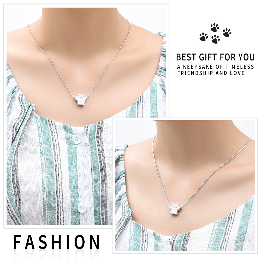 Dog Cat Paw Print Urn Pendants Necklace for Cremation Ashes Pet Memorial Jewelry - Picture 8 of 19