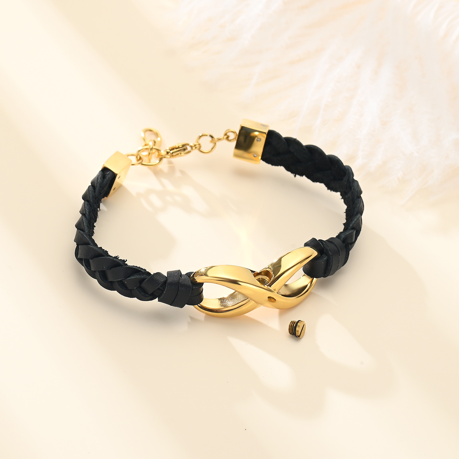 Leather Urn Bracelet for Ashes for Women Men Infinity Knot Cremation Cuff Bangle - Picture 34 of 79