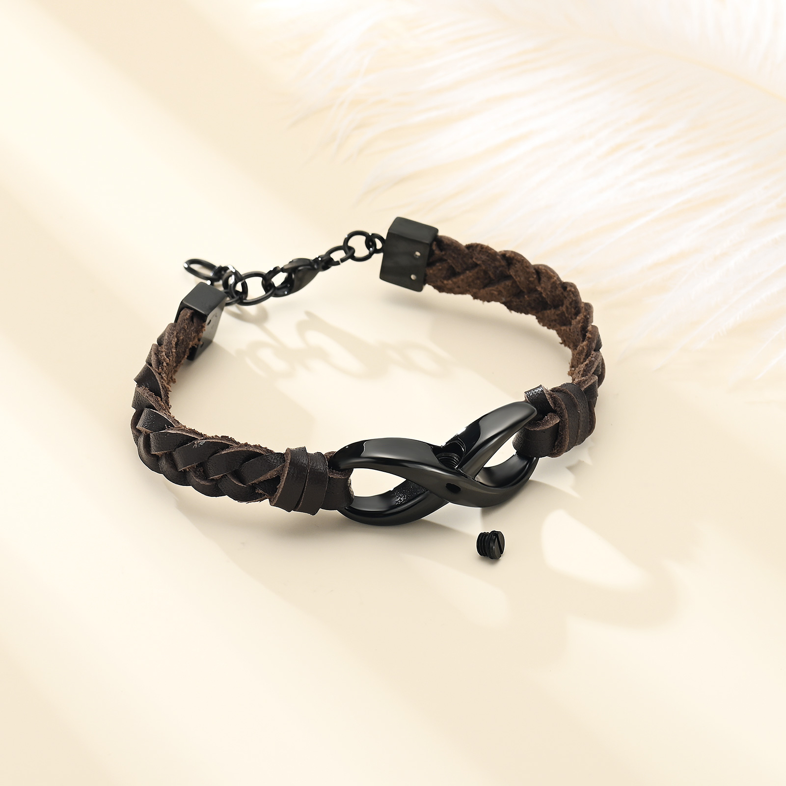 Leather Urn Bracelet for Ashes for Women Men Infinity Knot Cremation Cuff Bangle - Picture 44 of 79