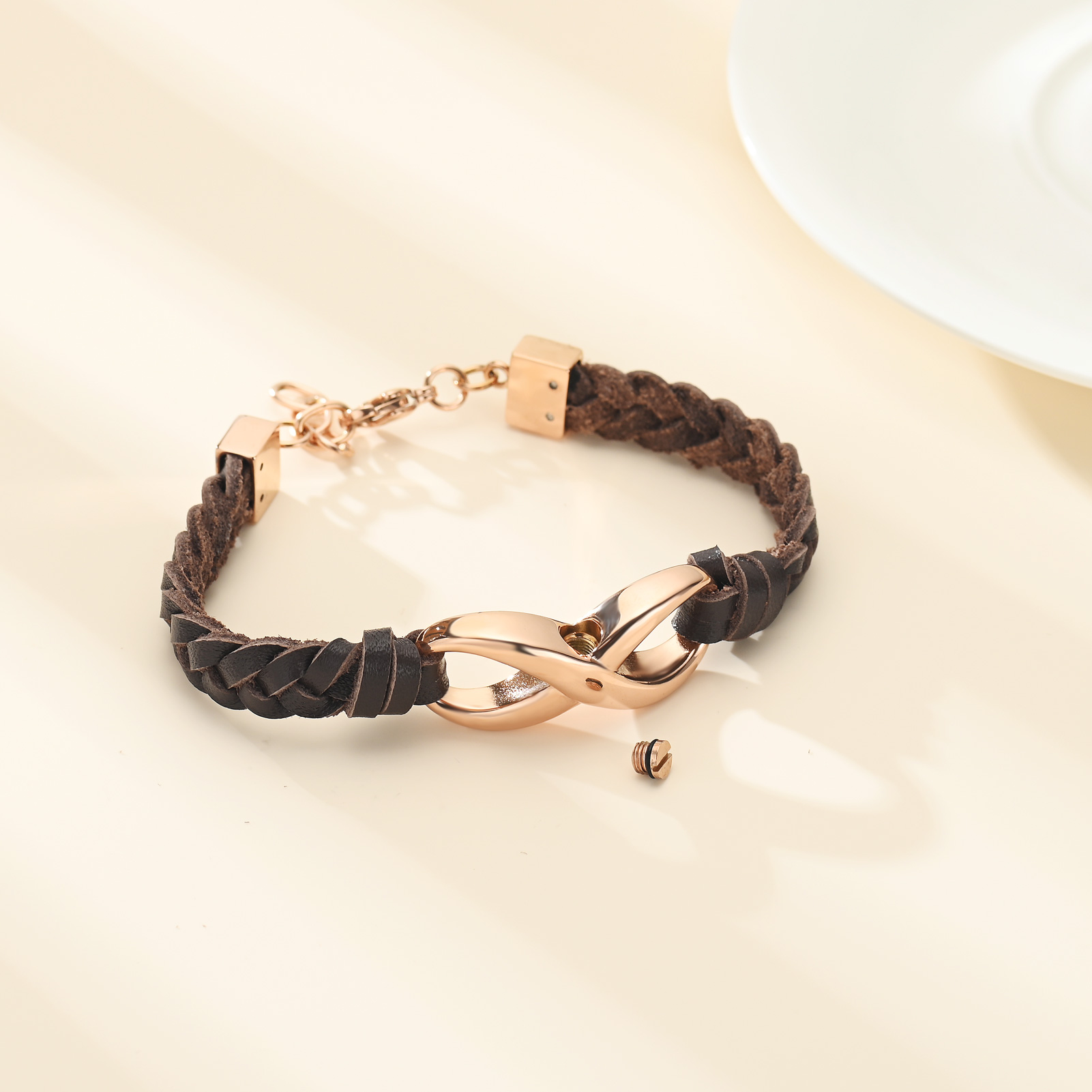 Leather Urn Bracelet for Ashes for Women Men Infinity Knot Cremation Cuff Bangle - Picture 54 of 79