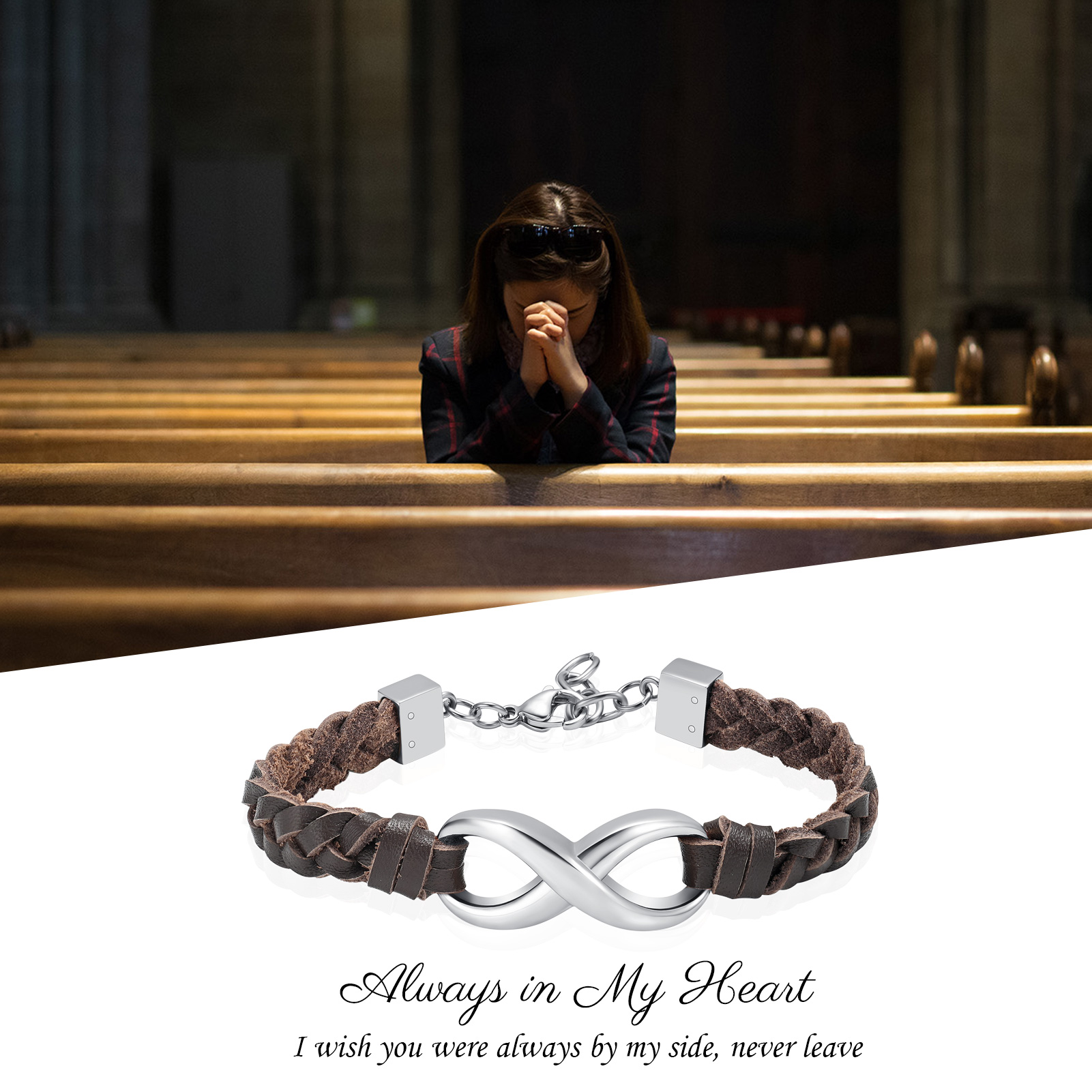 Leather Urn Bracelet for Ashes for Women Men Infinity Knot Cremation Cuff Bangle - Picture 64 of 79