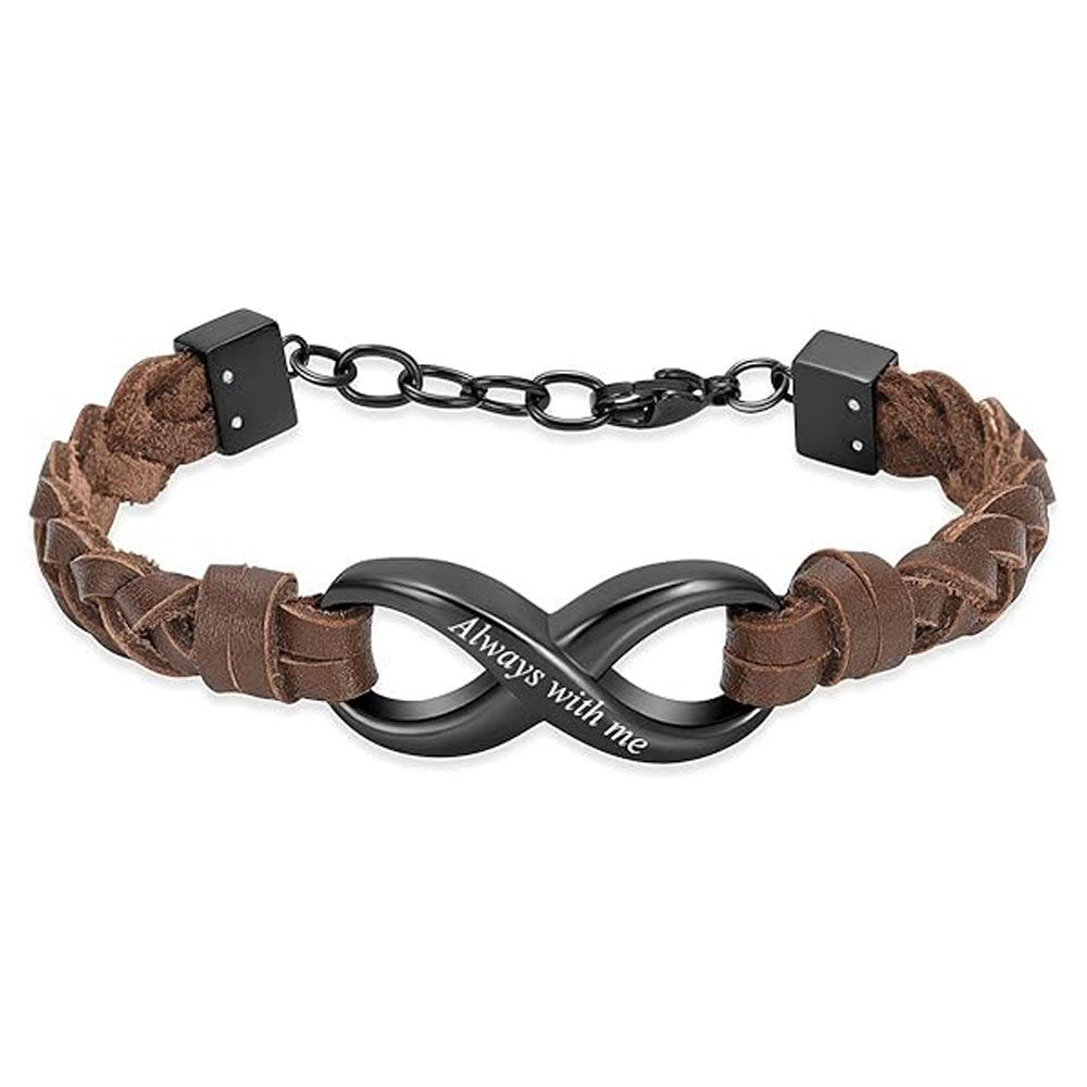 Leather Urn Bracelet for Ashes for Women Men Infinity Knot Cremation Cuff Bangle - Picture 71 of 79