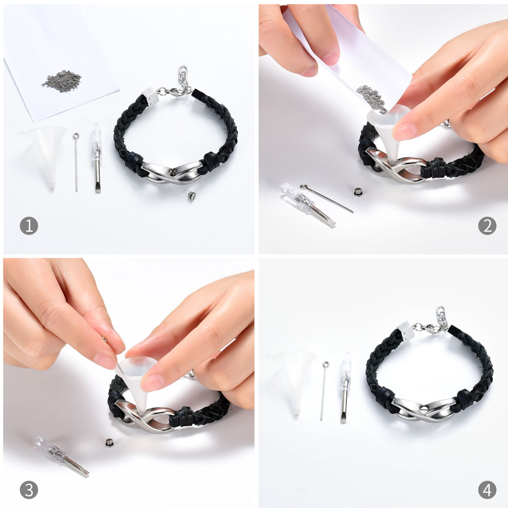 Leather Urn Bracelet for Ashes for Women Men Infinity Knot Cremation Cuff Bangle - Picture 79 of 79