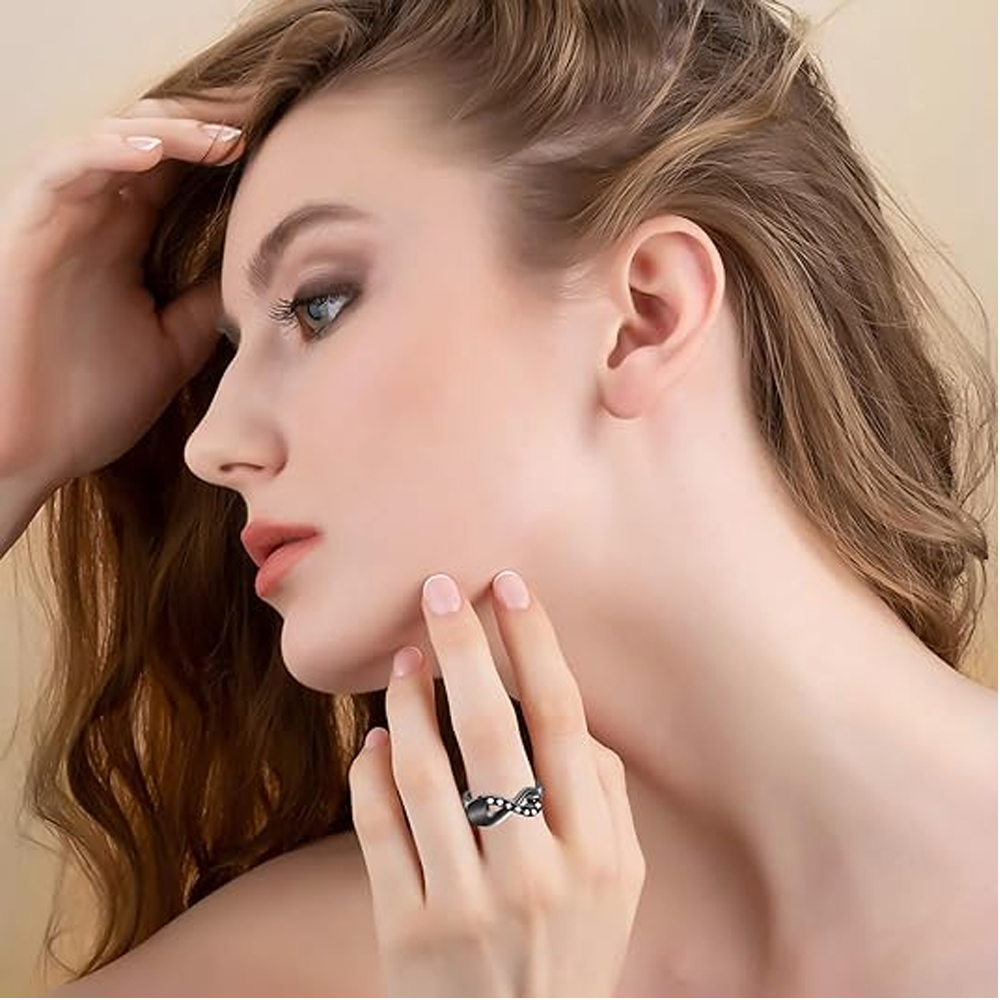 Cremation Jewelry Urn Ring for Ashes Infinity Crystal Memorial Ring F/ Human Pet - Picture 23 of 63