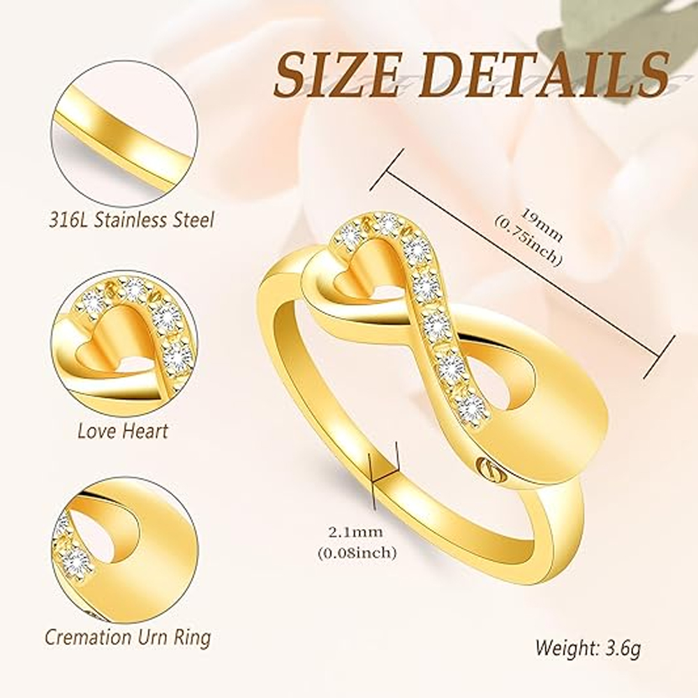 Cremation Jewelry Urn Ring for Ashes Infinity Crystal Memorial Ring F/ Human Pet - Picture 27 of 63
