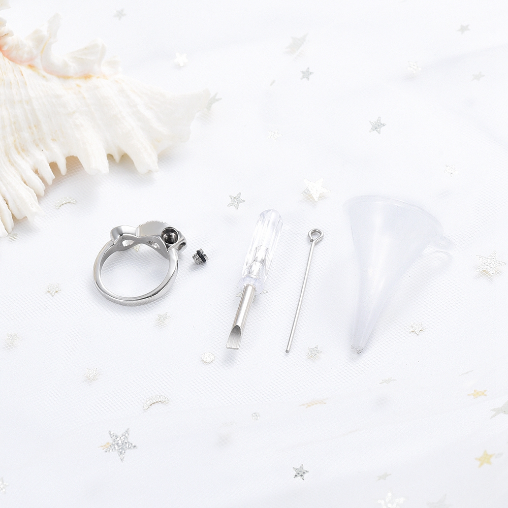Cremation Jewelry Urn Ring for Ashes Infinity Crystal Memorial Ring F/ Human Pet - Picture 43 of 63