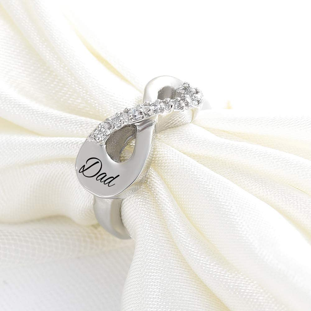 Cremation Jewelry Urn Ring for Ashes Infinity Crystal Memorial Ring F/ Human Pet - Picture 47 of 63