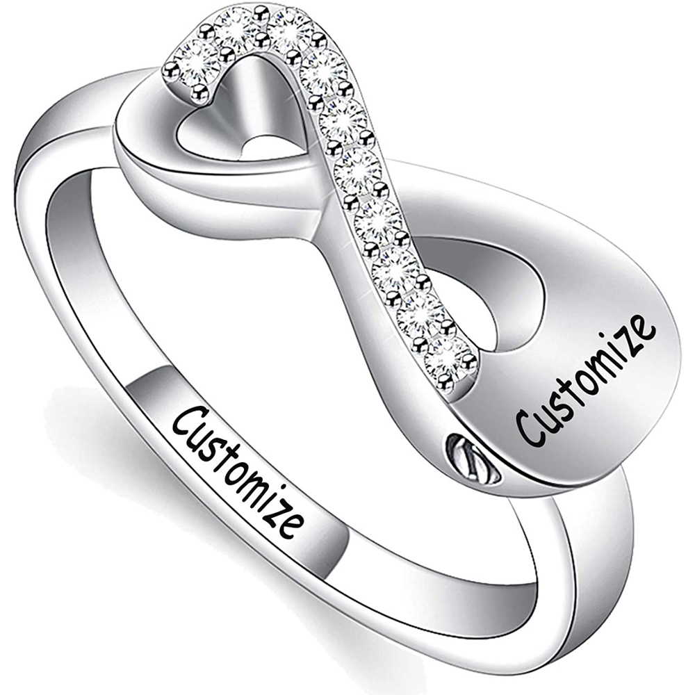 Cremation Jewelry Urn Ring for Ashes Infinity Crystal Memorial Ring F/ Human Pet - Picture 58 of 63