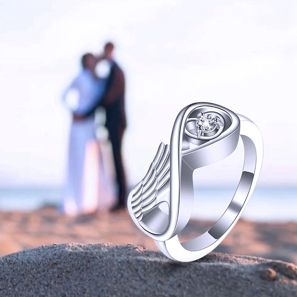 Infinity Cremation Urn Ring for Ashes for Women Angel Wing Heart Infinity Rings - Picture 14 of 72