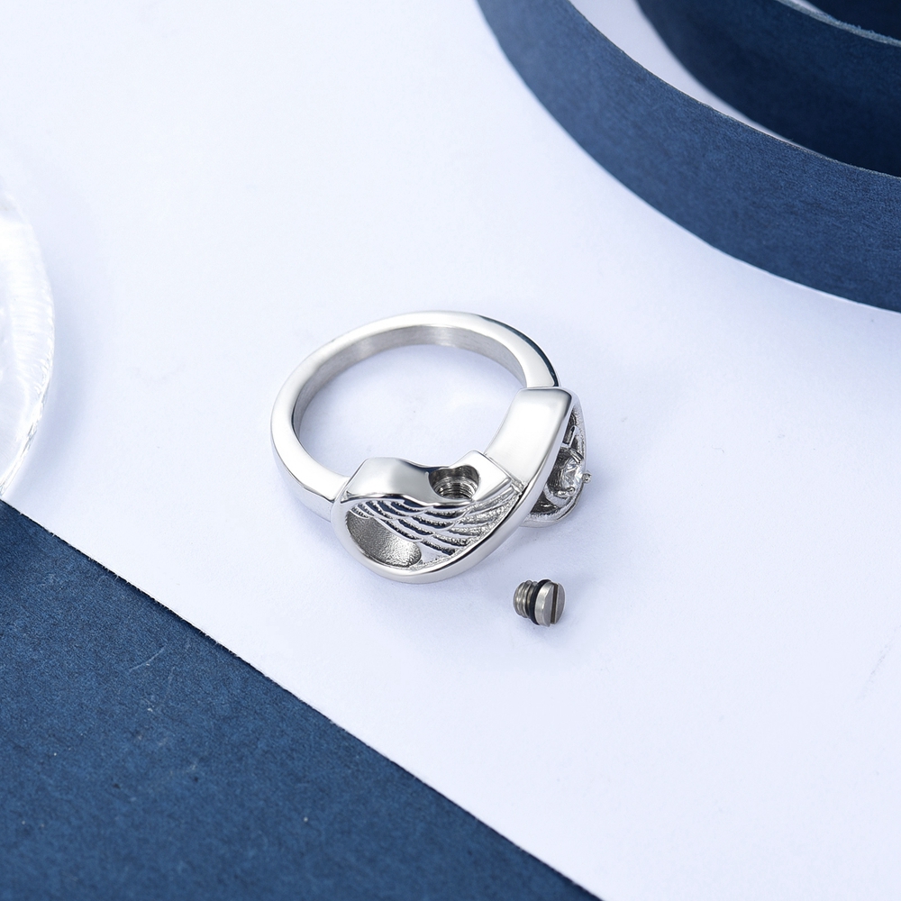 Infinity Cremation Urn Ring for Ashes for Women Angel Wing Heart Infinity Rings - Picture 18 of 72