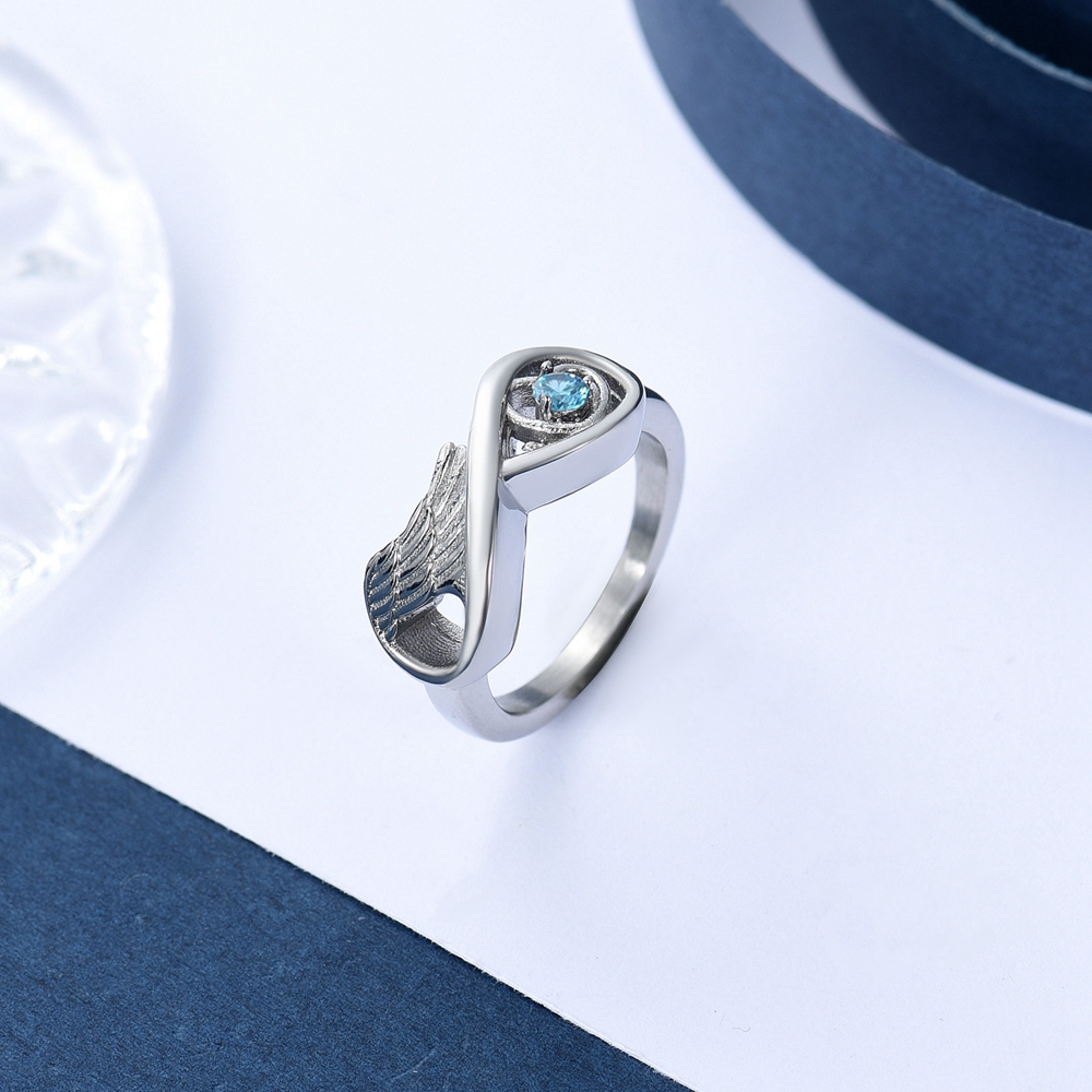 Infinity Cremation Urn Ring for Ashes for Women Angel Wing Heart Infinity Rings - Picture 20 of 72