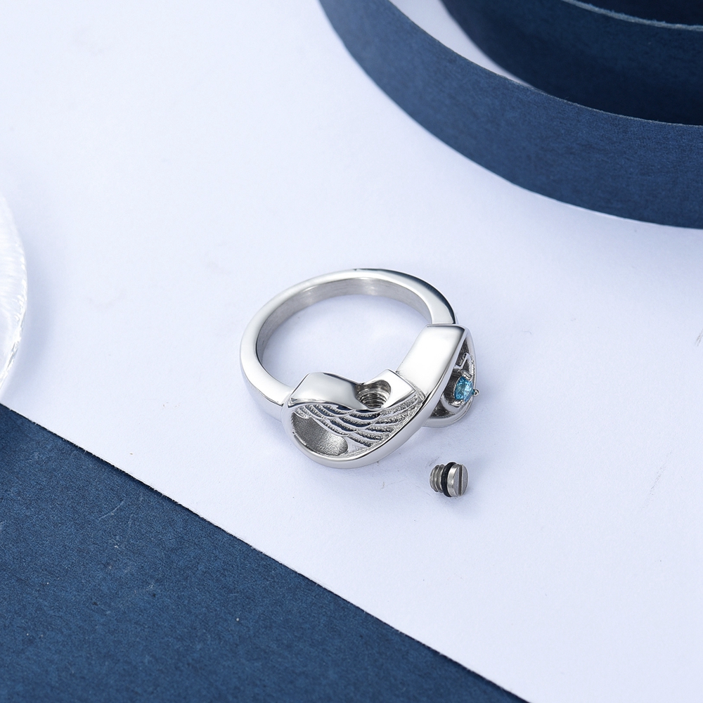 Infinity Cremation Urn Ring for Ashes for Women Angel Wing Heart Infinity Rings - Picture 23 of 72