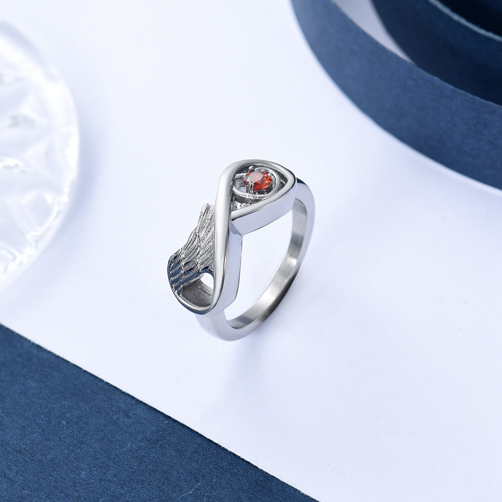 Infinity Cremation Urn Ring for Ashes for Women Angel Wing Heart Infinity Rings - Picture 31 of 72