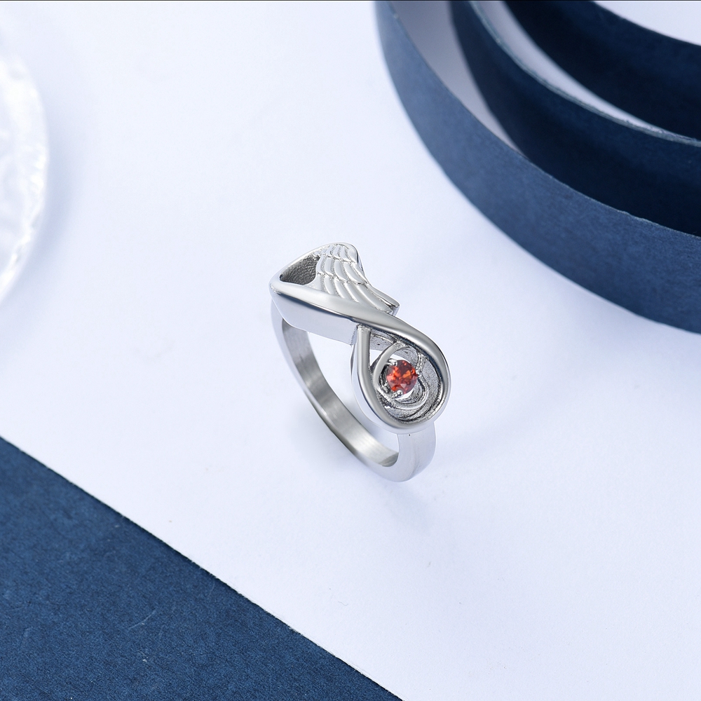 Infinity Cremation Urn Ring for Ashes for Women Angel Wing Heart Infinity Rings - Picture 30 of 72