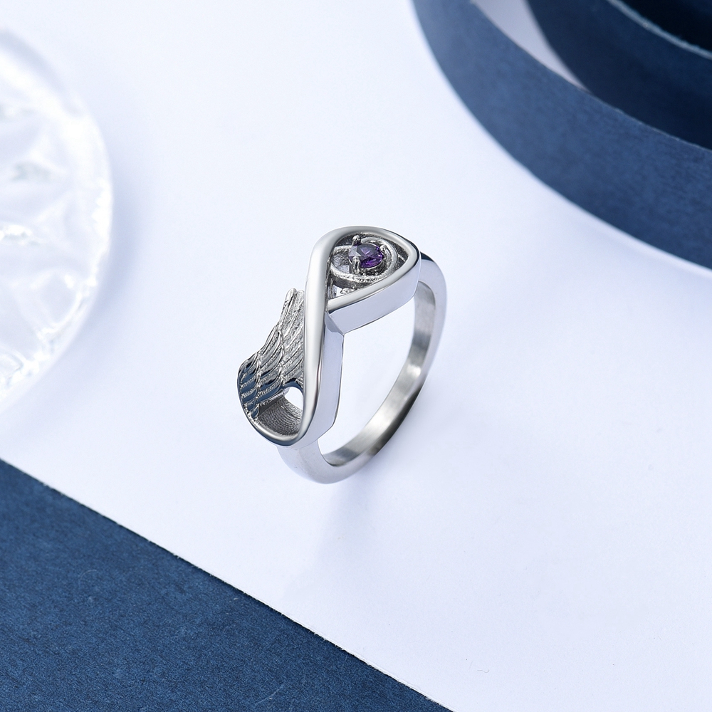 Infinity Cremation Urn Ring for Ashes for Women Angel Wing Heart Infinity Rings - Picture 41 of 72