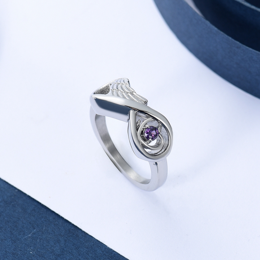 Infinity Cremation Urn Ring for Ashes for Women Angel Wing Heart Infinity Rings - Picture 42 of 72