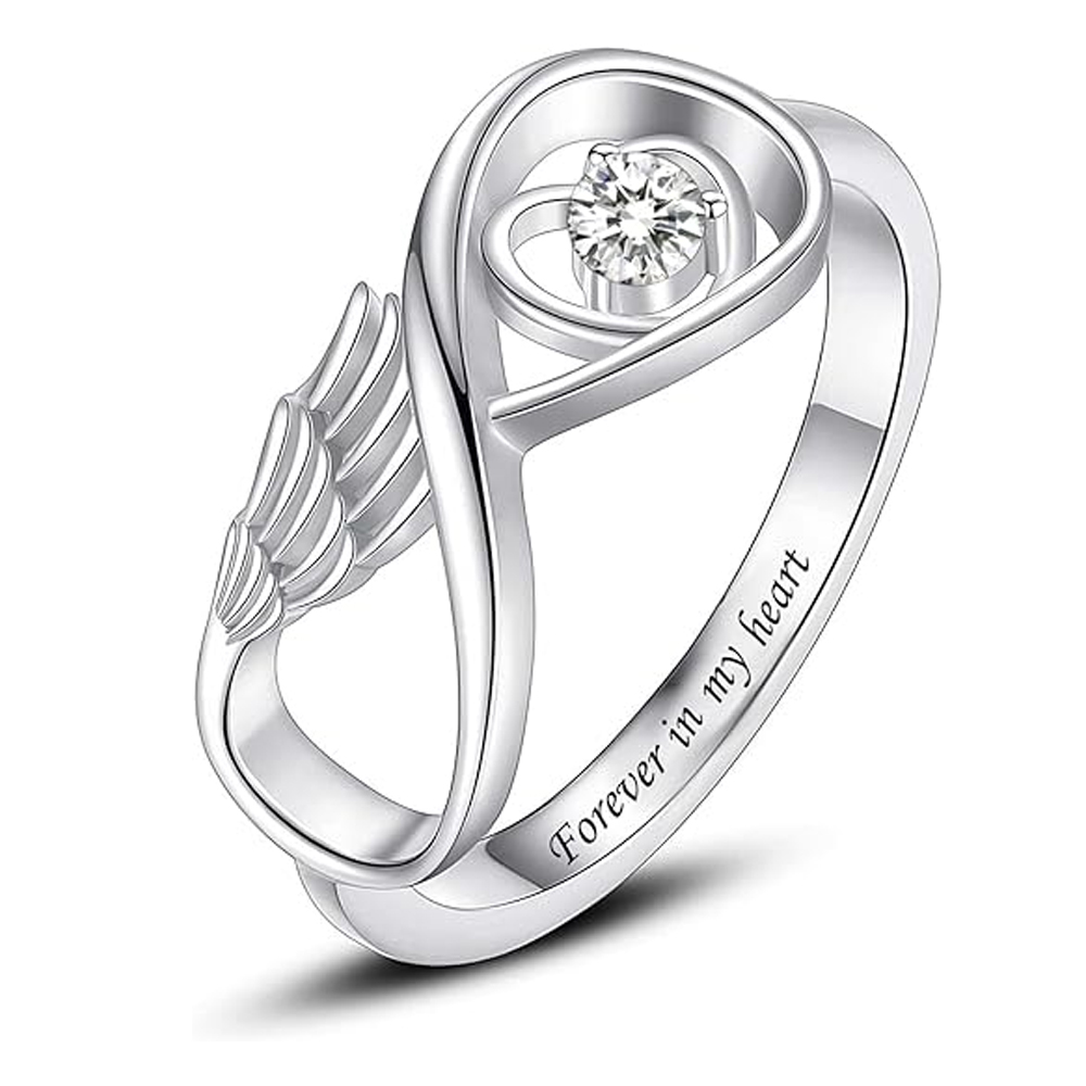 Infinity Cremation Urn Ring for Ashes for Women Angel Wing Heart Infinity Rings - Picture 47 of 72