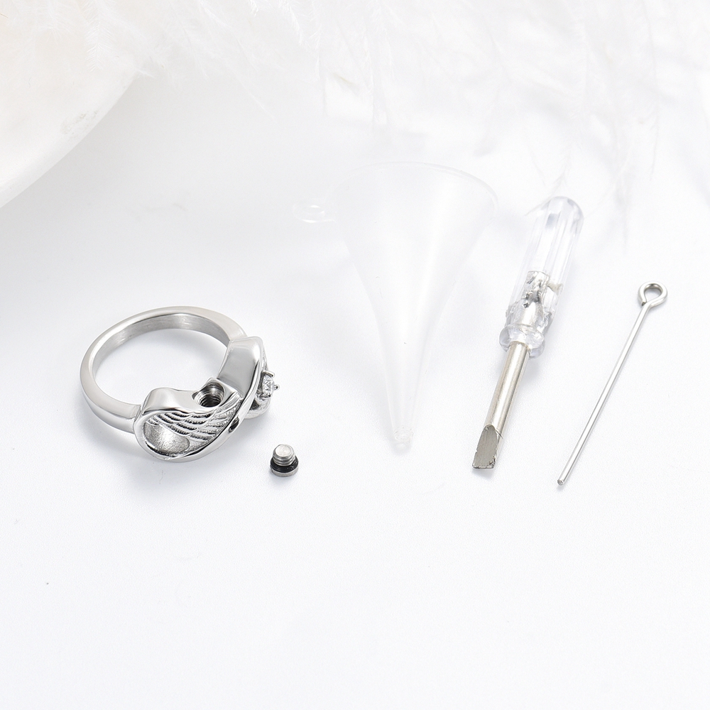 Infinity Cremation Urn Ring for Ashes for Women Angel Wing Heart Infinity Rings - Picture 52 of 72