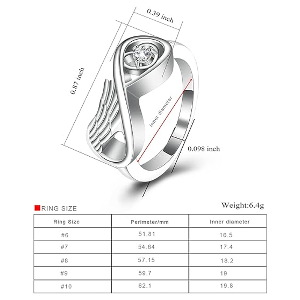 Infinity Cremation Urn Ring for Ashes for Women Angel Wing Heart Infinity Rings - Picture 54 of 72