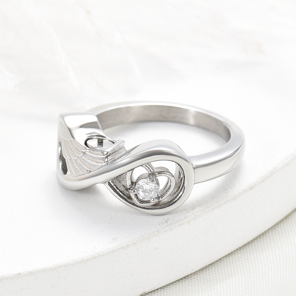 Infinity Cremation Urn Ring for Ashes for Women Angel Wing Heart Infinity Rings - Picture 57 of 72