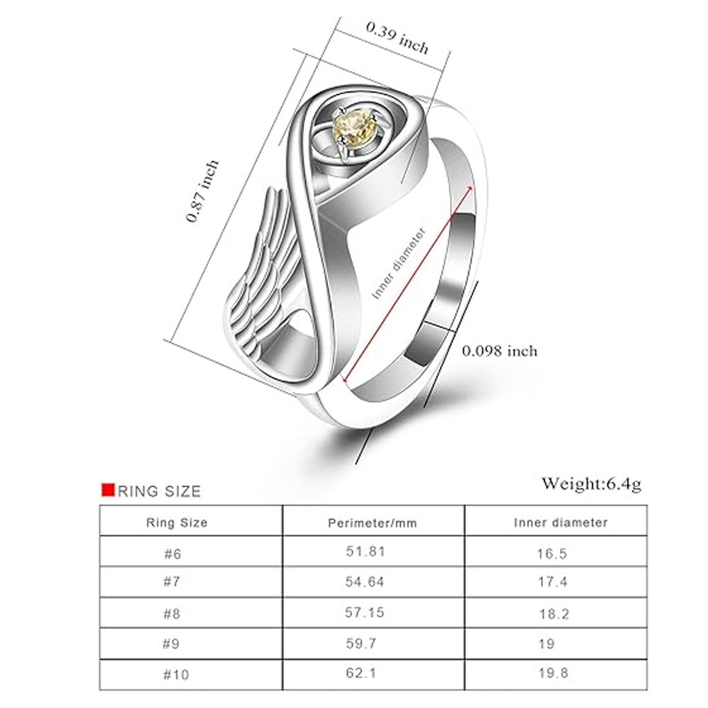 Infinity Cremation Urn Ring for Ashes for Women Angel Wing Heart Infinity Rings - Picture 66 of 72