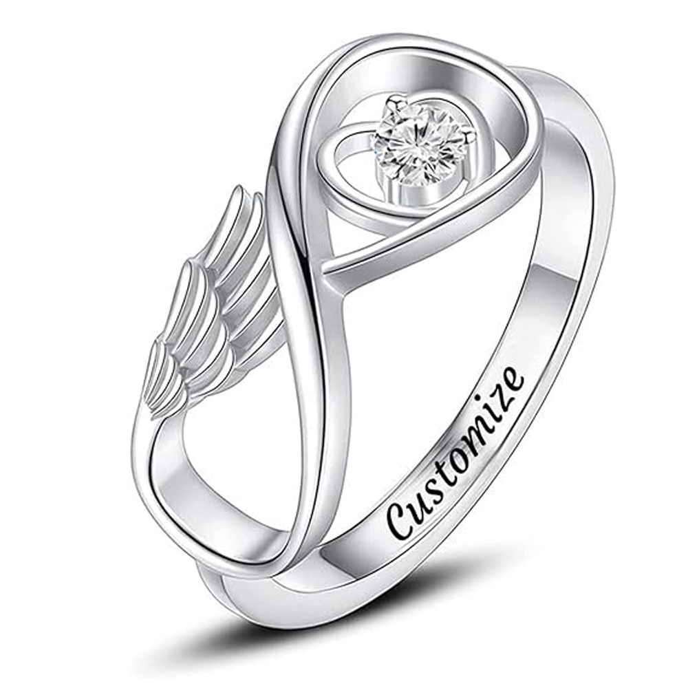 Infinity Cremation Urn Ring for Ashes for Women Angel Wing Heart Infinity Rings