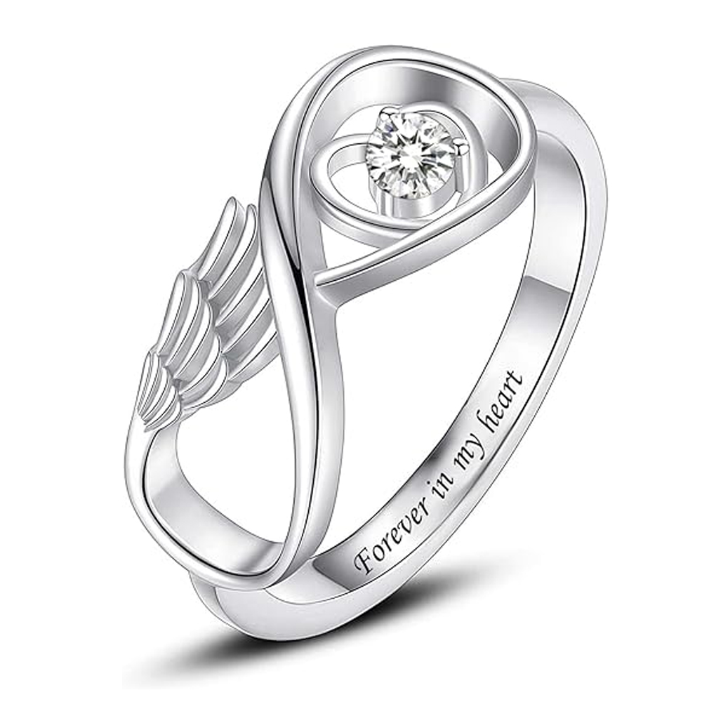 Infinity Cremation Urn Ring for Ashes for Women Angel Wing Heart Infinity Rings - Picture 71 of 72
