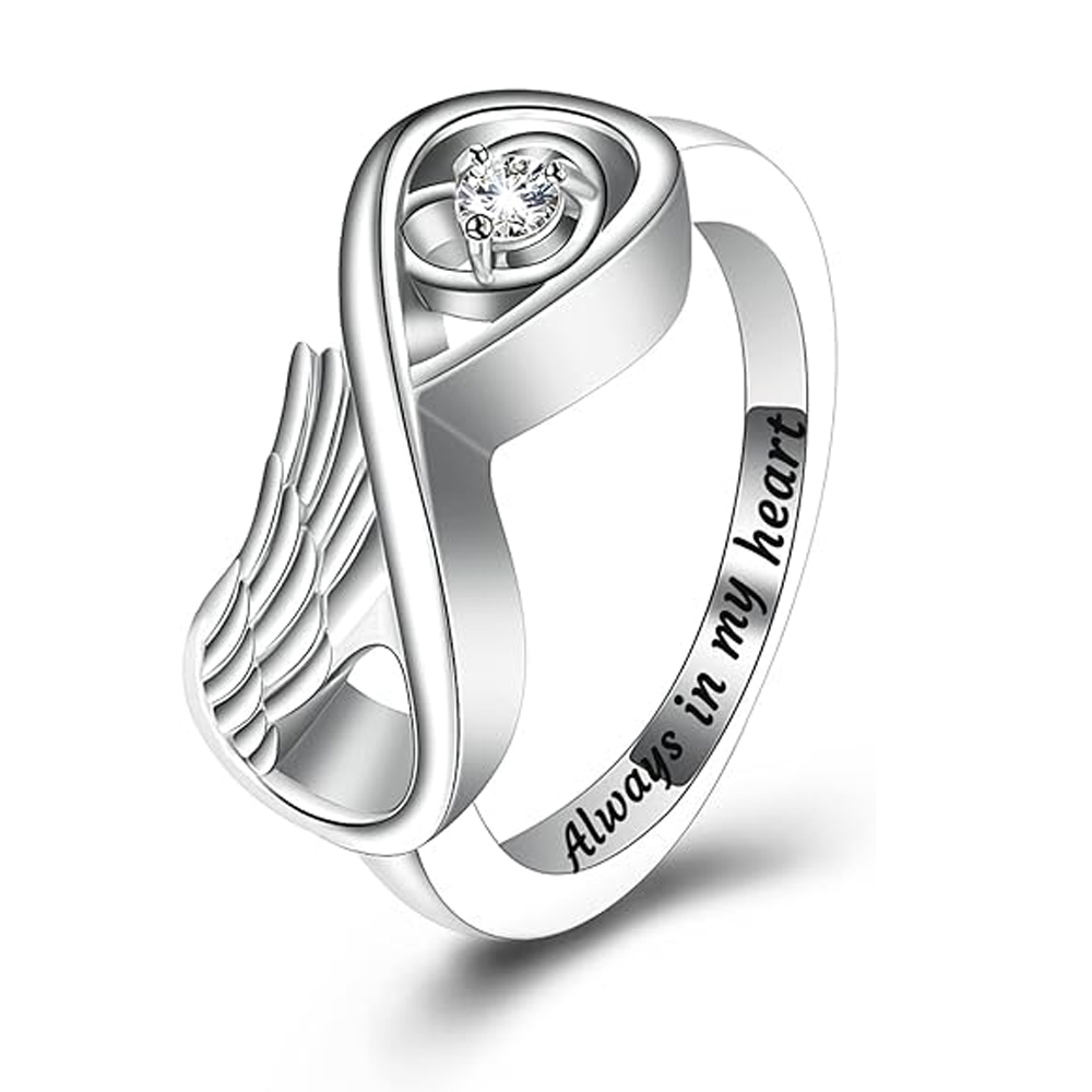 Infinity Cremation Urn Ring for Ashes for Women Angel Wing Heart Infinity Rings - Picture 72 of 72