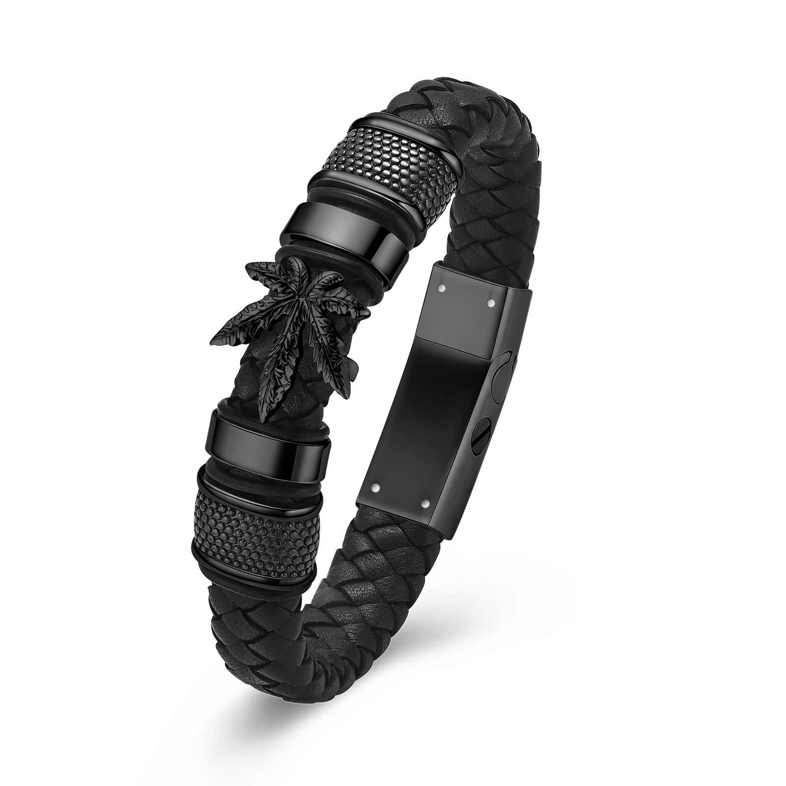 Marijuana Leaf Locket Braided Leather Funeral Urns Bracelet for Cremation Ashes - Picture 7 of 7