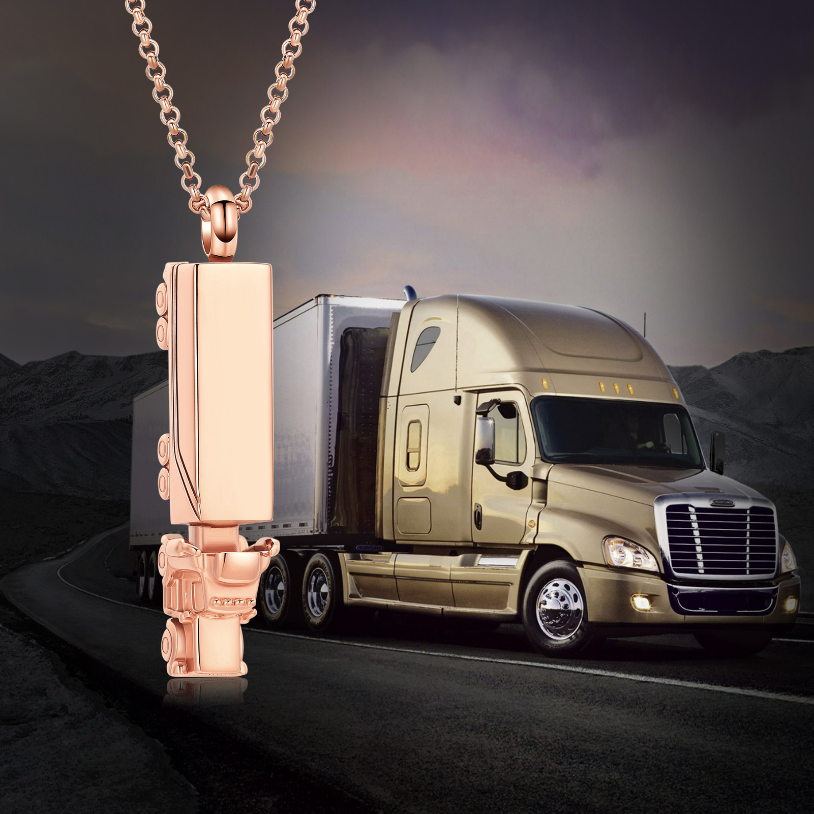 18 Wheeler Semi Truck Urn Necklace for Ashes Urn Cremation Jewelry of ...
