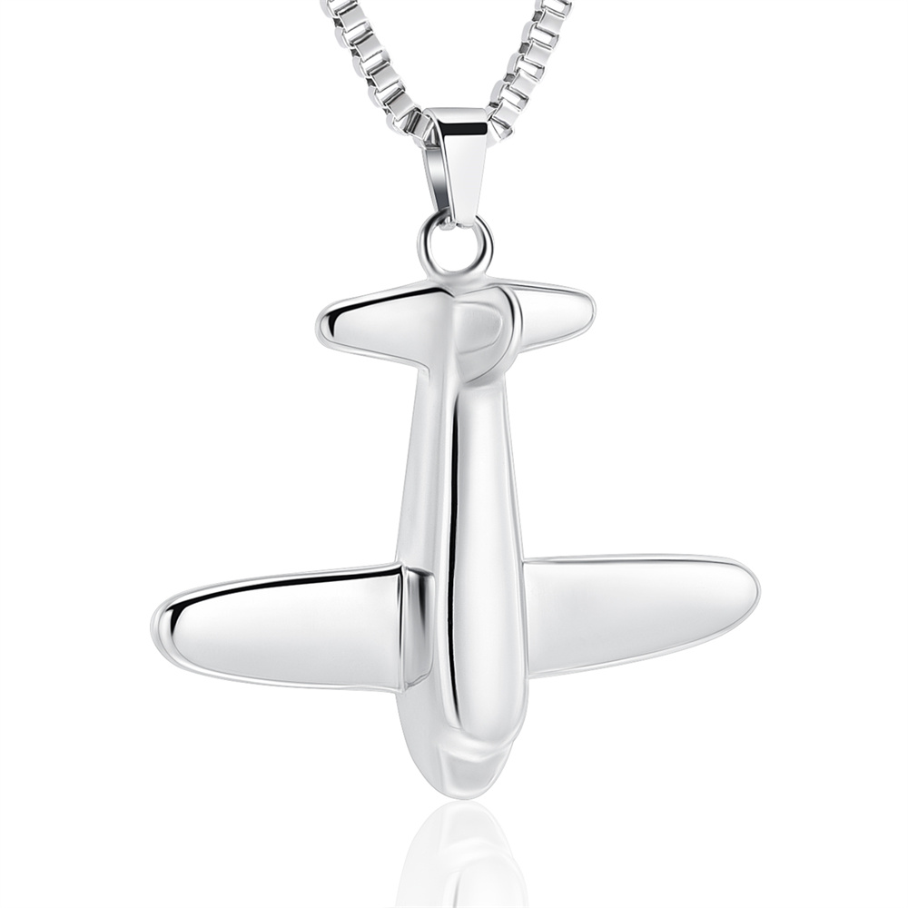 Airplane Cremation Jewelry for Ashes Pendant Memorial Urn Necklace for Human/Pet