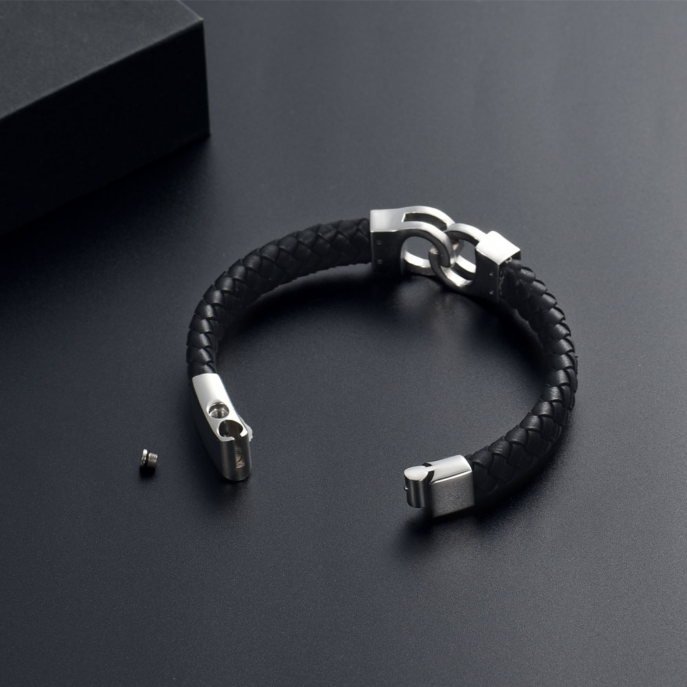Urn Bracelet for Ashes Leather Cremation Bracelet F/ Human Ashes Memorial Bangle - Picture 14 of 32